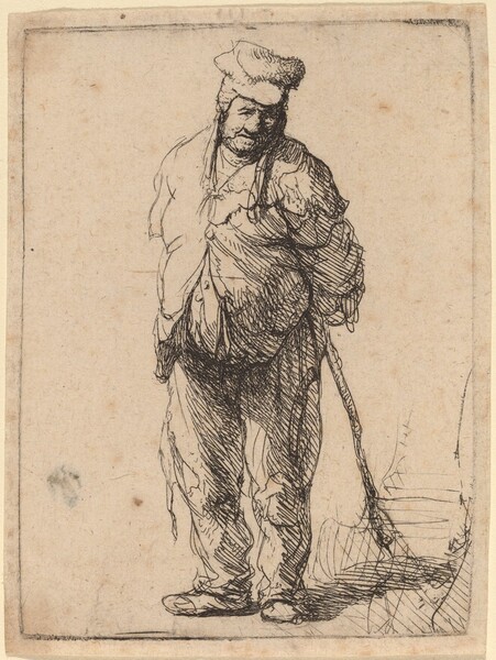 Ragged Peasant with His Hands behind Him, Holding a Stick