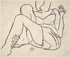 Untitled [woman reclining in a dress with hand to mouth]