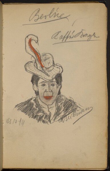 Woman in Hat with a Red Feather