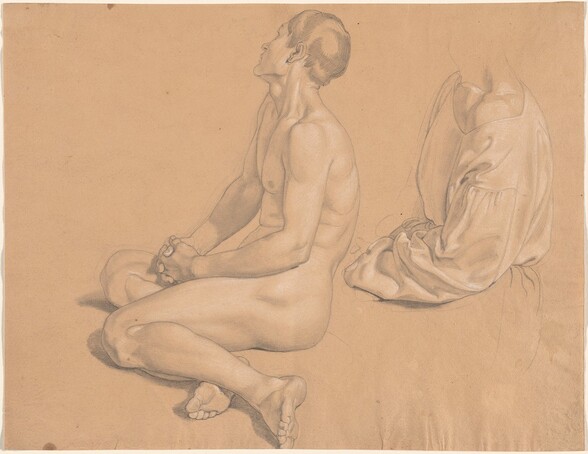 A Seated Man Nude and then Clothed