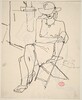 Untitled [partially nude woman seated wearing a hat and necklace] [recto]