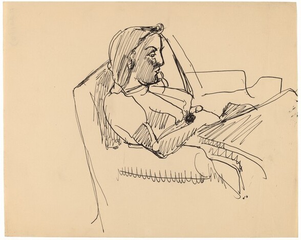 Woman in Profile to the Right, Reading