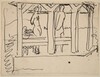 Two Figures Standing Underneath a Shelter [recto]