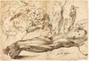 Studies of a Left Arm, a Young Woman, a Madonna and Child, a Face in Profile, and Nude Figures