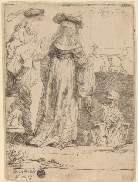 Death Appearing to a Wedded Couple from an Open Grave