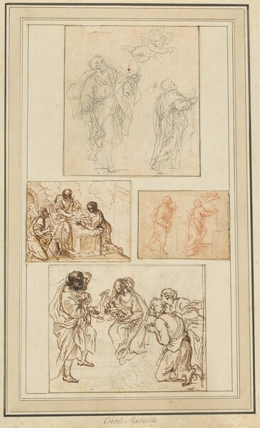 Studies of an Apostle Guided by an Angel and the Adoration of the Shepherds