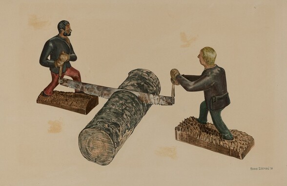 Lumberjacks Sawing a Log