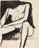 Untitled [seated female nude with left arm resting across legs] [recto]