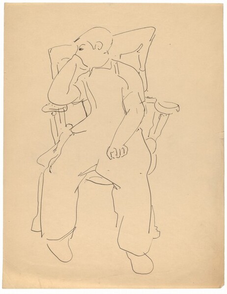 Seated Boy in Armchair, Chin Resting on Right Hand