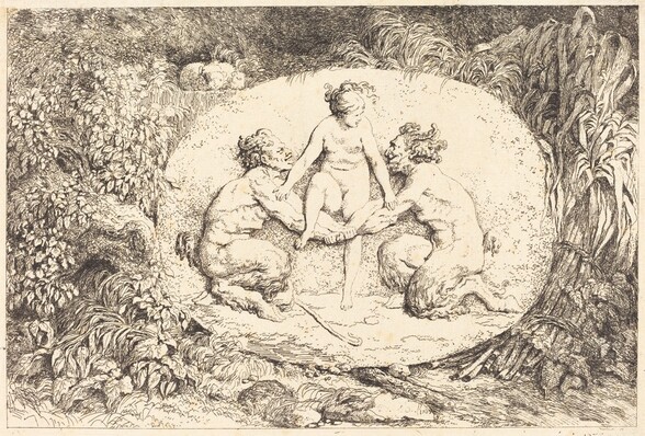 Nymph Supported by Two Satyrs (Nymphe s