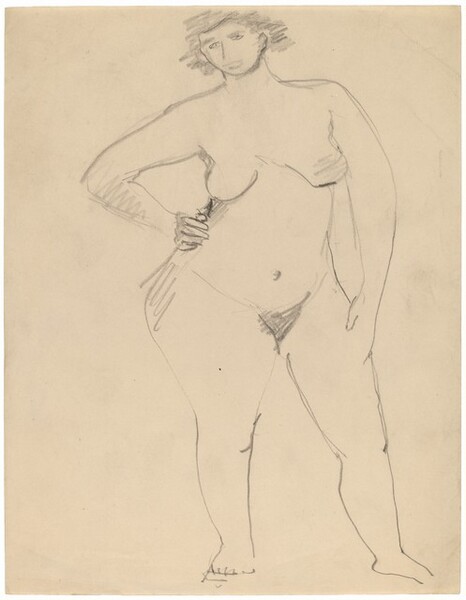 Large Standing Female Nude Facing Front, Hand on Hip