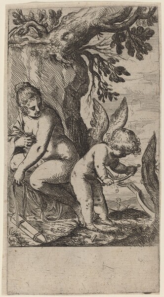Venus with Cupid Whittling His Bow