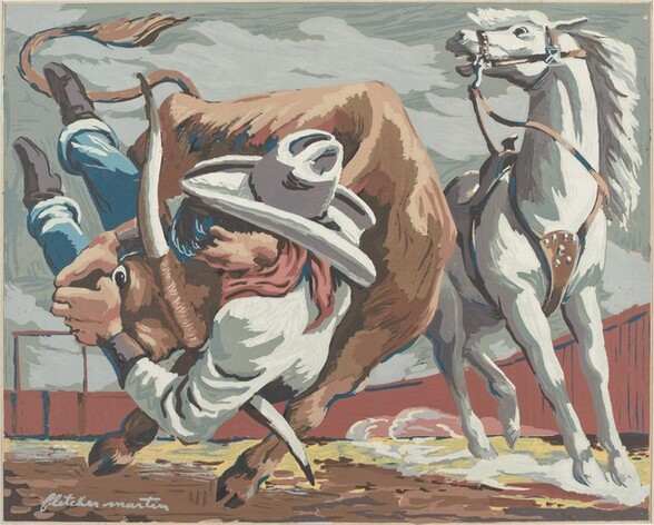 Untitled (Steer Wrestling at a Rodeo)