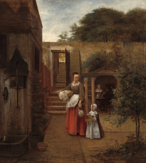 Woman And Child In A Courtyard