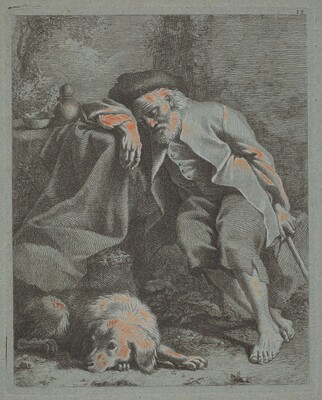 Sleeping Old Man With Dog