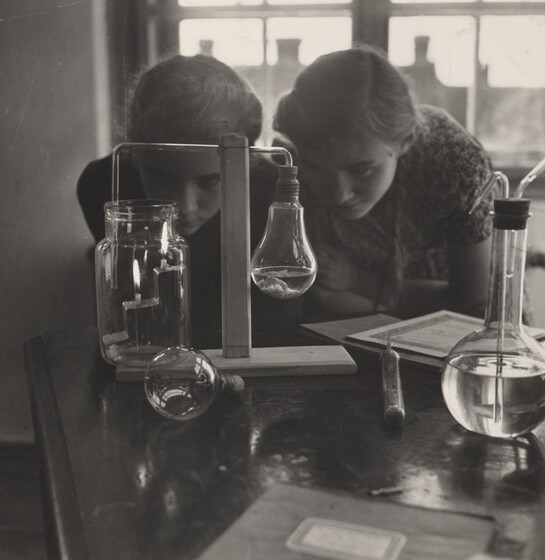 David Seymour (Chim), Improvised Chemistry Lab Experiment, Szeged, Hungary, 1948