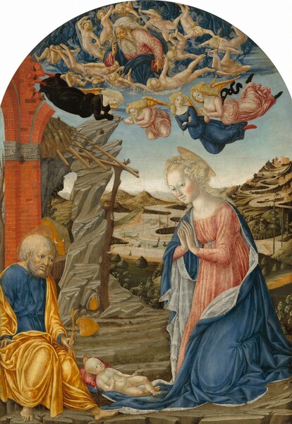 The Nativity With God The Father Surrounded By Angels And Cherubim