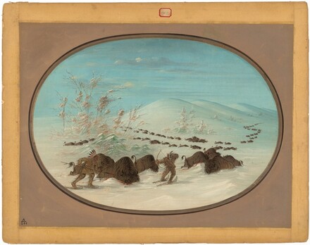 Buffalo Chase In The Snow Drifts Ojibbeway