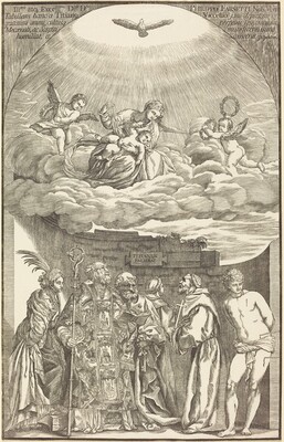The Virgin in Clouds and Six Saints